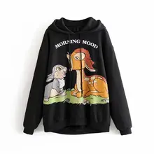 Cartoon Hoodie Women Winter Warm Long Sleeve Hooded Sweatshirt Harajuku Casual Hoodies Loose Funny Female Pullover