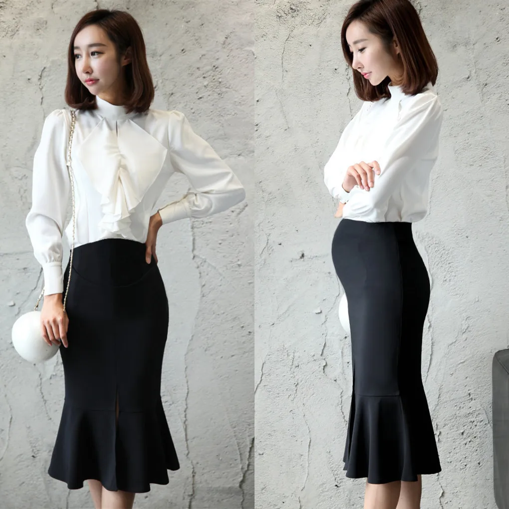 Maternity Skirt Autumn High Waist Pregnancy Skirt Lady Office Wear