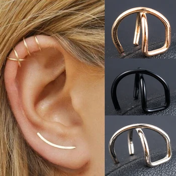

2020 NEW Fashion Korean Style Simple cross double Clip Earrings For Women Fashion Trendy Girls Holiday Jewelry 3 colors