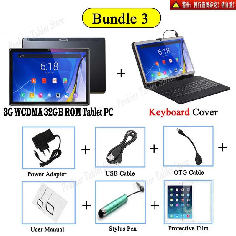 3G 32GB TAB Keyboard Новая версия, DHL, 10 дюймов, 2.5D стекло, планшет, ips экран, 32 ГБ/64 Гб/128 ГБ rom, Android 9,0, четыре ядра, 6 ГБ ram, планшеты 10 10,1 - Комплект: 3G 32GB TAB Keyboard