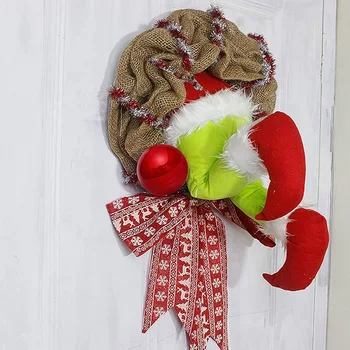 

Christmas Decorations for Home Hanging Pendant Christmas Garlands Pendent Front Door Wreath Hoop Hanging Ornament-