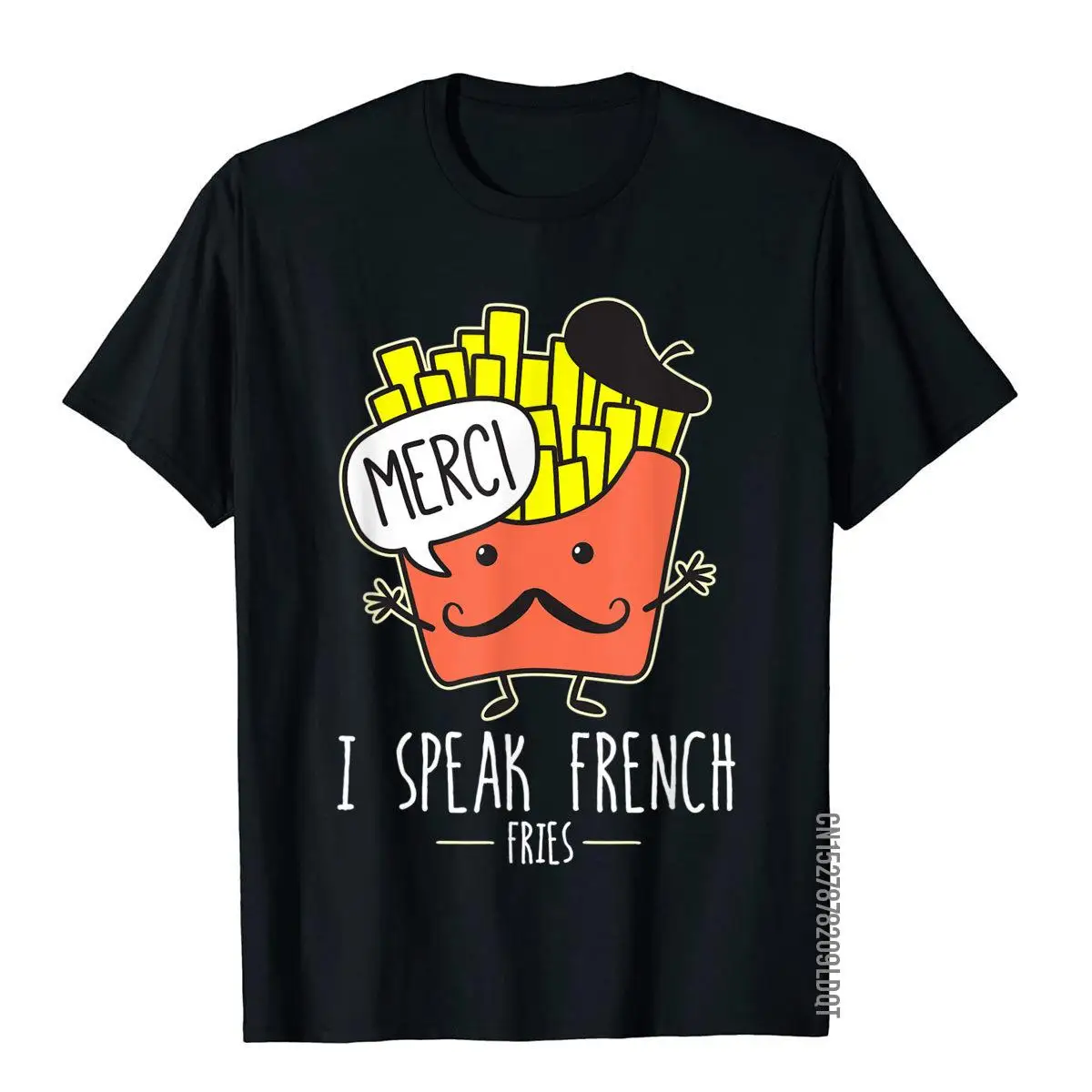 I Speak French Fries Shirt Women Cartoon (Dark)__B9887black