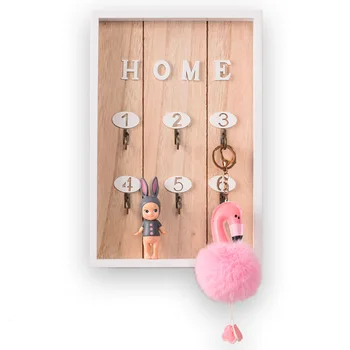 

2019 New Wooden Storage Rack Keychain Nordic Home Living Room Wall Children's Decorative Porch Creative Keychain 20.5 * 30cm