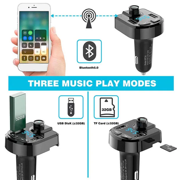 1 шт. автомобильный стерео MP3-плеер Bluetooth 5,0 12 В 24 в TF карта u-диск двойной usb зарядка fm-передатчик 87,5-108 МГц