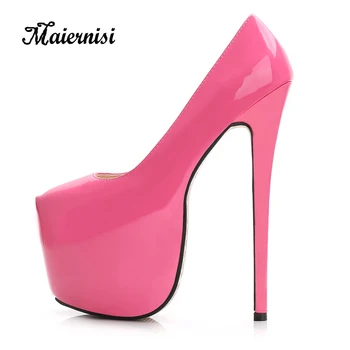 

Women Shoes Spring/Autumn Sexy Wedding Round Toe Woman Pumps Platform Very High Heel Pumps Candy Color Stilettos SGGX