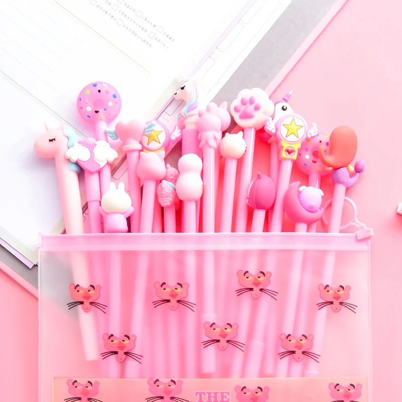 Креативный розовый милый розовый мультфильм нейтральный набор ручек черный 0,5 мм ручка 20 комплектов - Цвет: B481-9