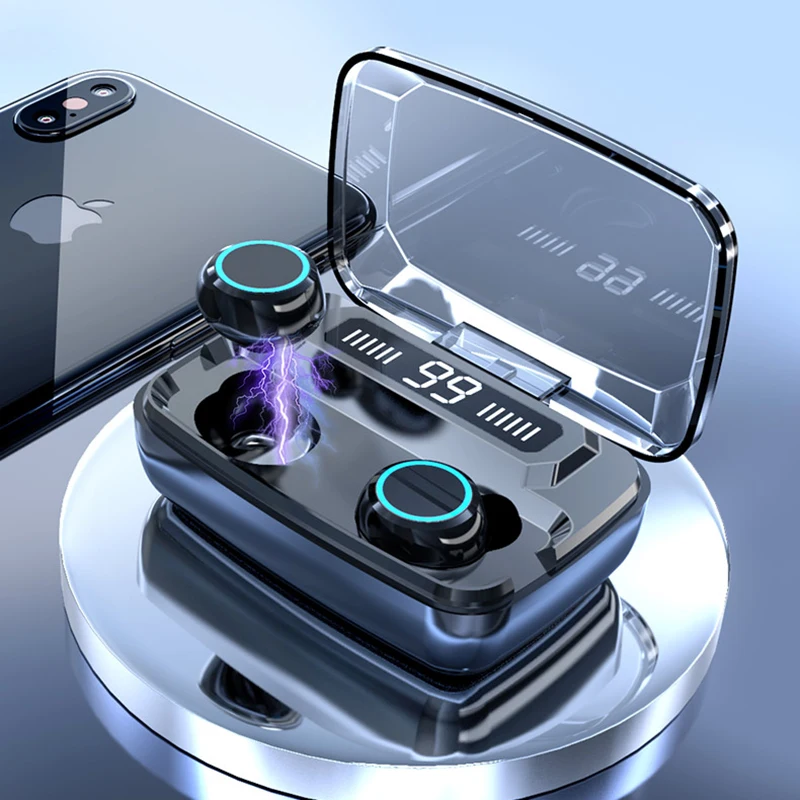 US $169.90 Wireless Earphones Bluetooth V50 TWS Wireless Bluetooth Headphones LED Display With 3300mAh Power Bank Headsets With Microphone