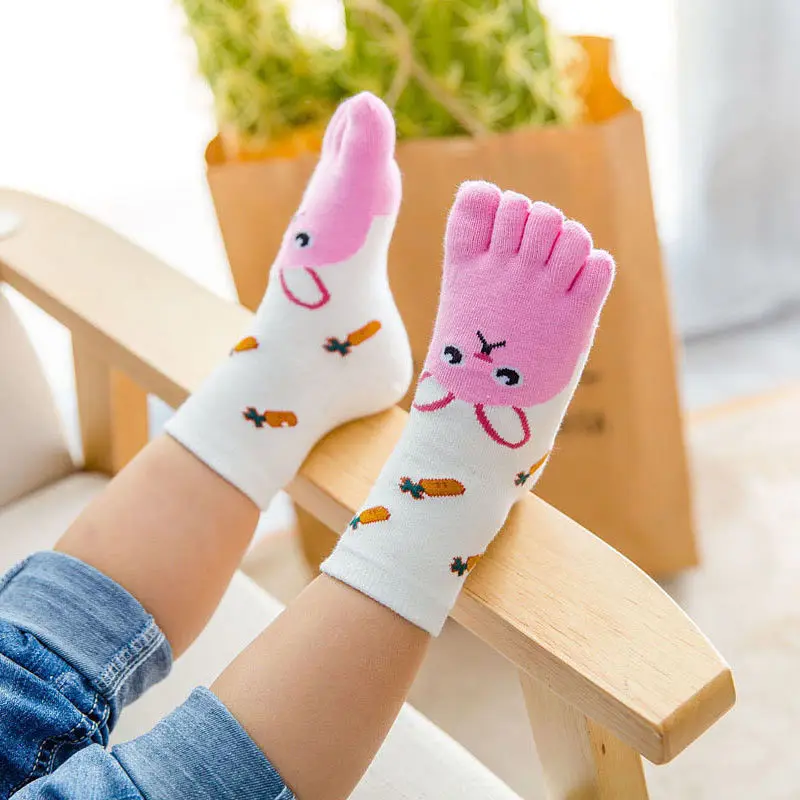 Кавайные детские носки на год хлопковые носки с животными для мальчиков и девочек дешевые носки с носком для детей пять носок с пальцами От 3 до 7 лет/От 7 до 12 лет