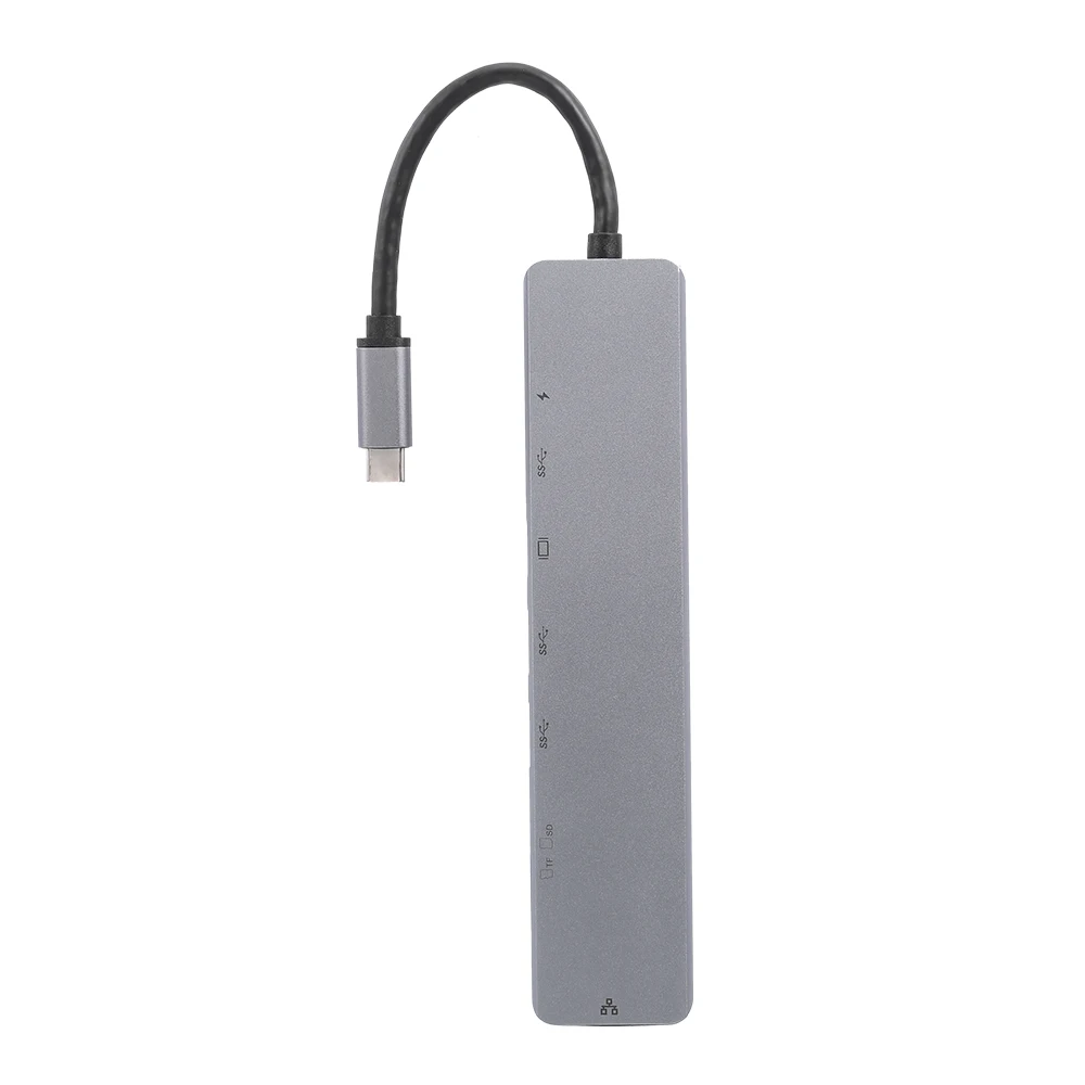 8in1 USB-C многофункциональный ноутбук док-станция конвертер тип-c к PD+ USB* 2+ HDTV+ тип-c+ SD+ TF+ RJ45 87W адаптер для ПК ноутбука