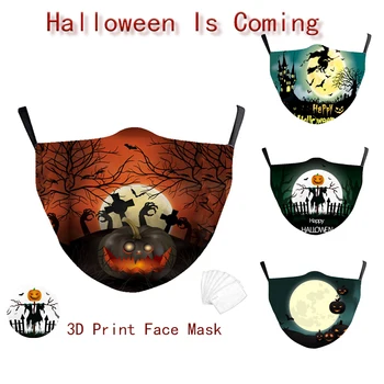 

Happy Halloween Fabric Face Mask Replaceable Prevent Dust Safety Mask With Fliter Anti Dust Reusable Mascarillas Halloween Gift