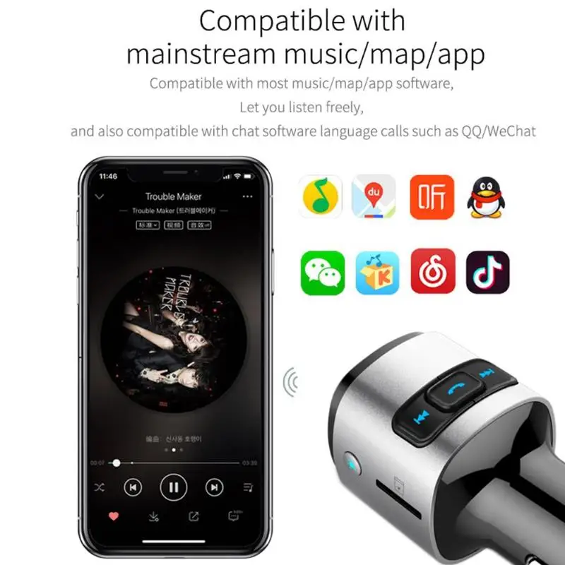 BC41 Bluetooth автомобильный комплект громкой связи fm-передатчик MP3-плеер 3,0 USB зарядное устройство Подавление эха и подавление шума мастерство Горячая