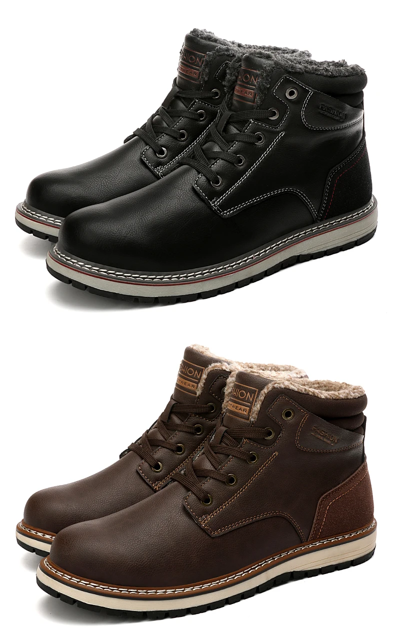 VESONAL/ г. Теплые классические кожаные высокие мужские Ботинки Зимняя обувь меховая плюшевая осенне-зимняя мужская повседневная обувь кроссовки обувь