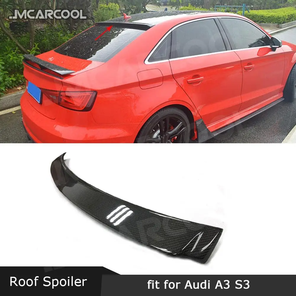 

Carbon Fiber / FRP Car Rear Roof Spoiler Back Window Trim Cover Wings for Audi A3 S3 RS3 Sedan 4 Door 2014 - 2018