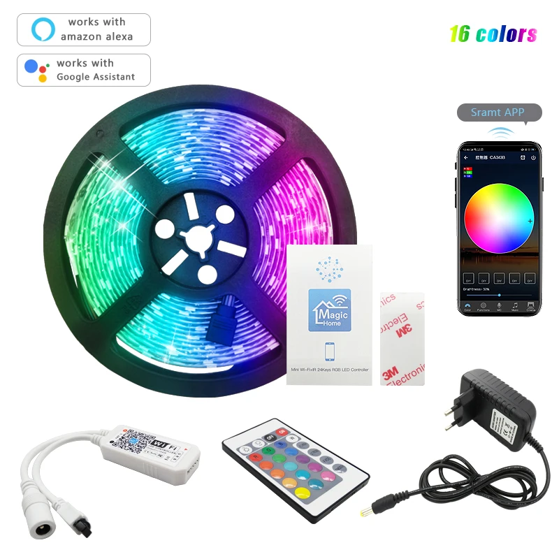 Светодиодная лента RGB SMD2835 для умного дома гибкая лампа с диодами и пультом