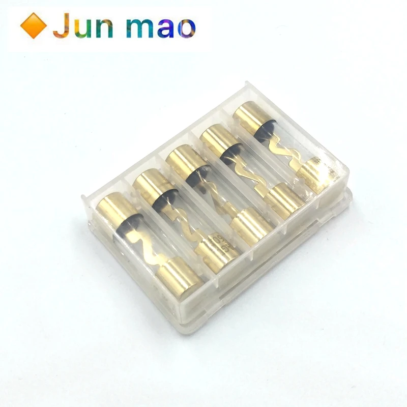 5Pcs 10*38MM Gold Plated Glass AGU Fuse Fuses Pack Car Audio Amp Amplifier 10A 15A 20A 25A 30A 40A 50A 60A 70A 80A 100A car fuses kit glass fuse kit