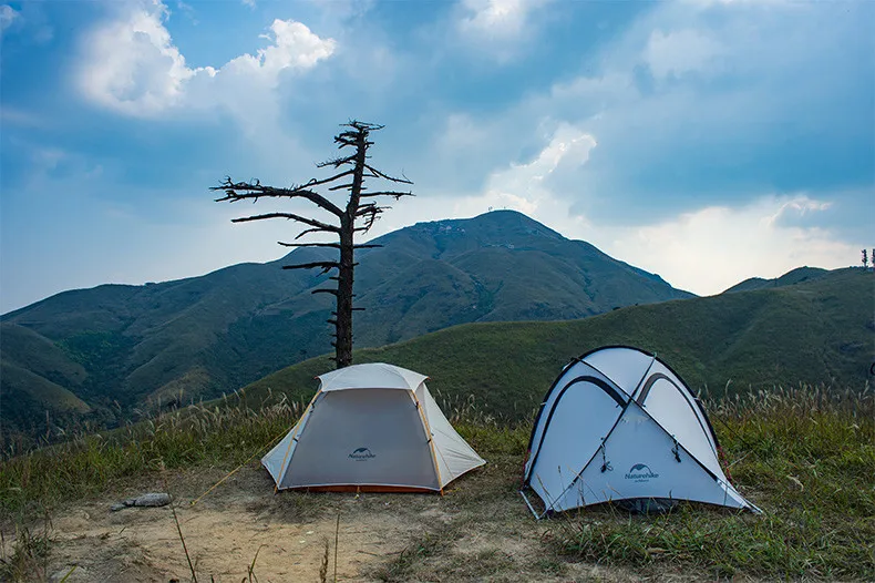NatureHike 2 Человек Палатка поставляется с наземным листом ветрозащитный трос палатка колья дождь муха Внутренняя сетка алюминиевый сплав стержень