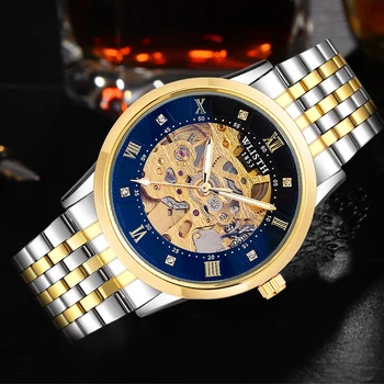 

WLISTH New Watch Men Skeleton Automatic Mechanical Watch Gold Skeleton Vintage Man Watch Mens FORSINING Watch Top Brand Luxury