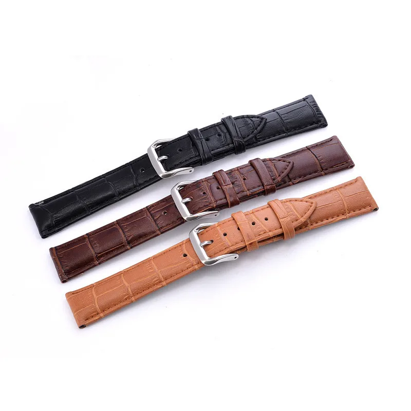 Ремешки для наручных часов из натуральной кожи 16-20 мм Универсальные часы стальной ремешок с пряжкой браслет брошки высокого качества браслеты