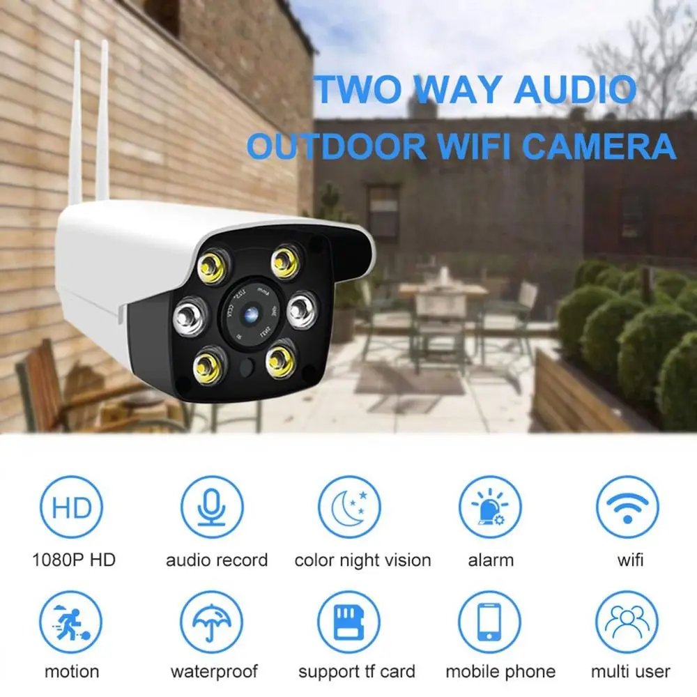 

Full HD 2MP 1080P Waterproof WiFi IP Camera Surveillance Outdoor Camera Security Night Vision CCTV Camera