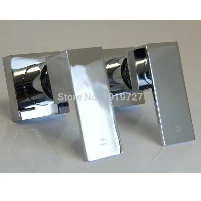 Vidric Factory Direct Modern Watermark Square Style Wall 1/4 Turn Bath Tub Solid Brass Black Tap Mixer Spout Wels Hot&Cold Show