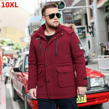 

Winter new men's down jacket red plus size extra large size coat men plus velvet lining cold protective clothing 9XL