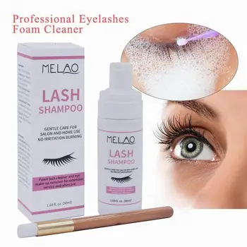 

50ml Eye Lashes Foam Cleaner Individual Eyelash Extension Cleanser Professional Eyelashes Foaming Mild Makeup Remover and Brush