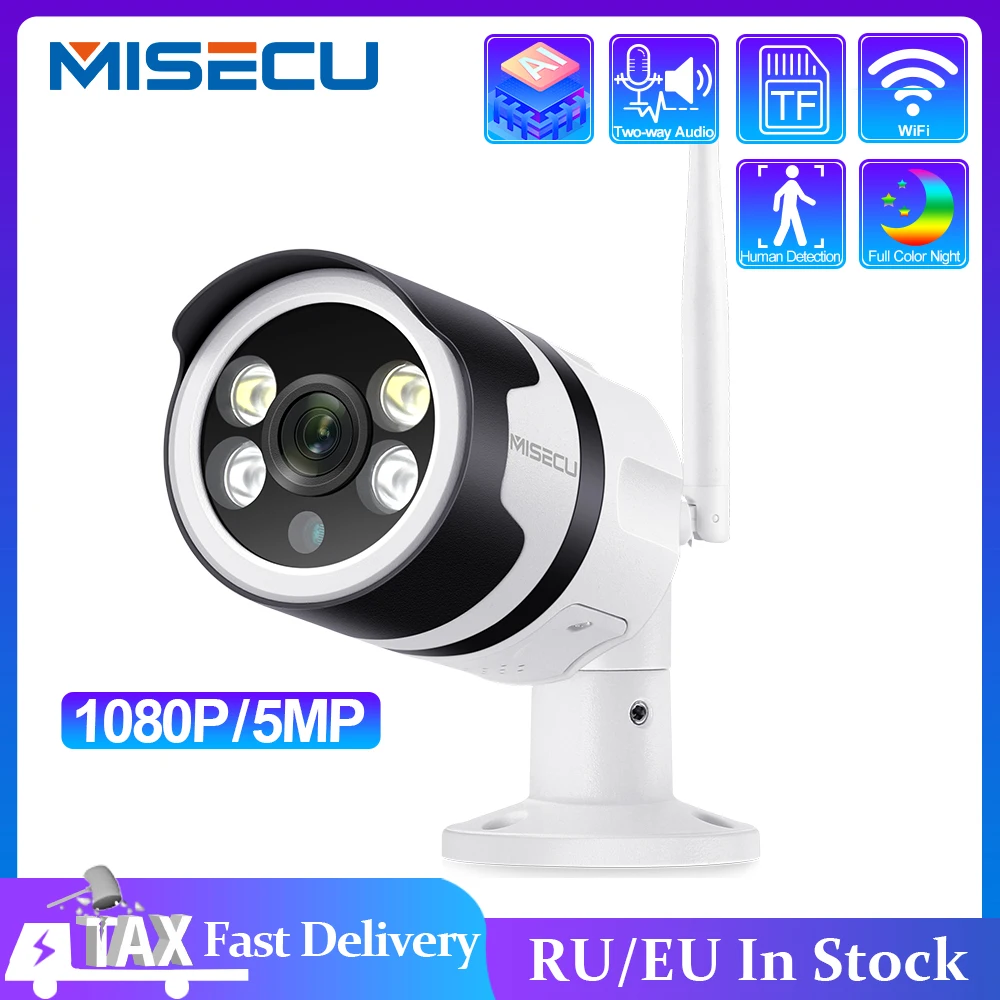 MISECU 5.0MP 1080P Беспроводная ip камера Двусторонняя аудио уличная водонепроницаемая