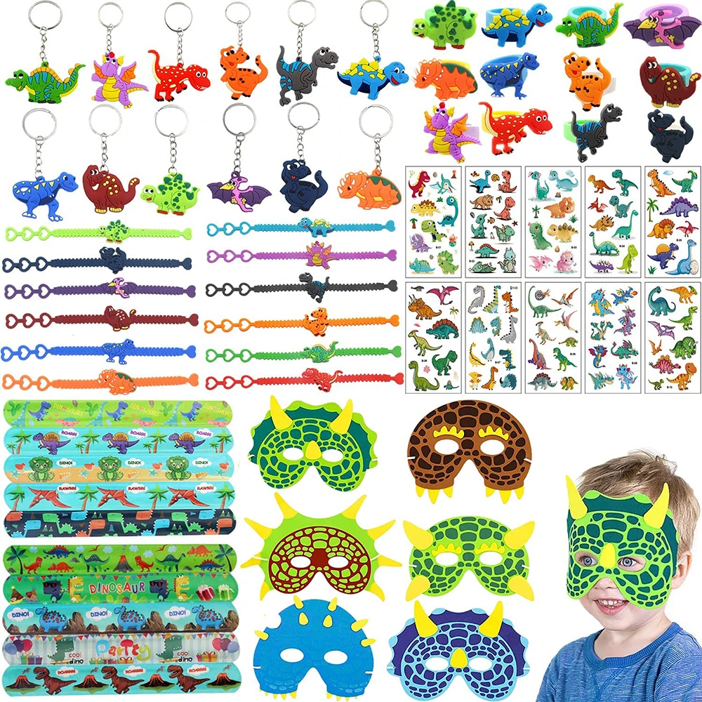 62 PCS Dinosaur Theme Party Favors Toy Sets With Dinosaur Masks