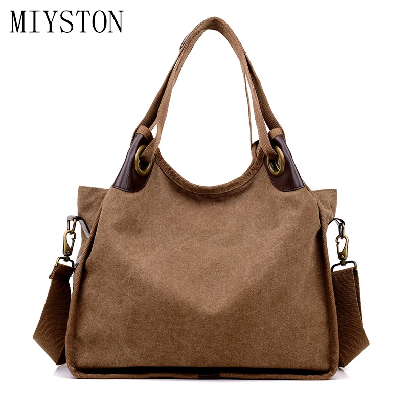 

Women's Shoulder Bag Female New Canvas Handbag Totes Ladies Casual Vintage Purse Cloth Bucket Pouch For Women