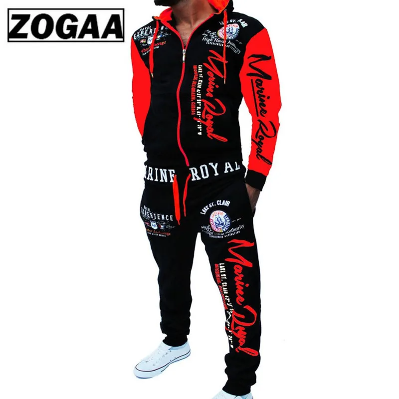 ZOGAA мужской спортивный костюм куртка с капюшоном спортивный костюм Для мужчин спортивные костюмы брендовая новая спортивная Для мужчин набор для бегунов Толстовка с принтом Для мужчин одежда