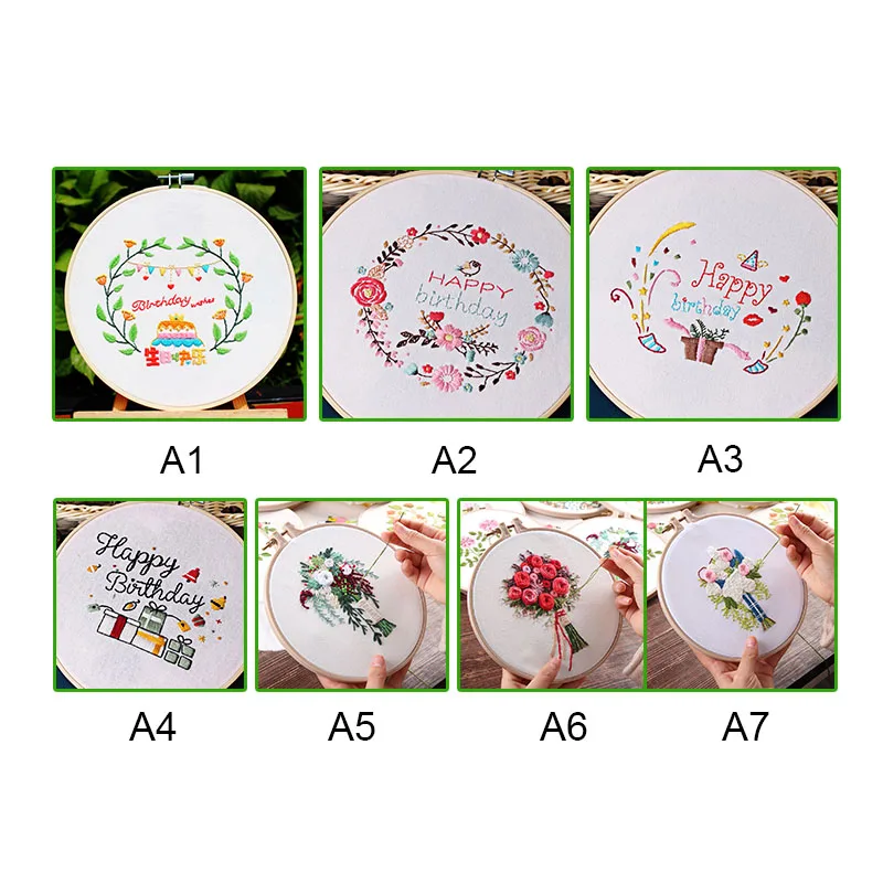Europe DIY Ribbon Flowers Embroidery Set With Frame For Beginner Needlework Kits Cross Stitch Series Arts Crafts Sewing Decor