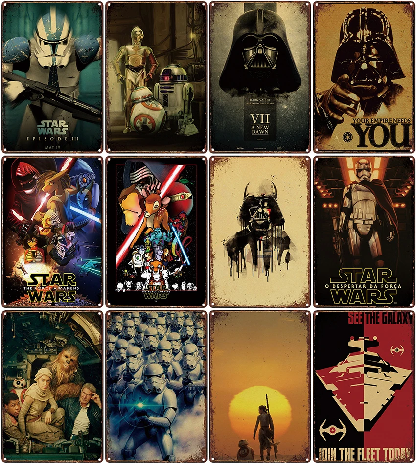 

Star Wars design chart Tin Sign Vintage Metal Sign Plaque Metal Vintage Wall Decor Retro Metal Posters Iron Painting