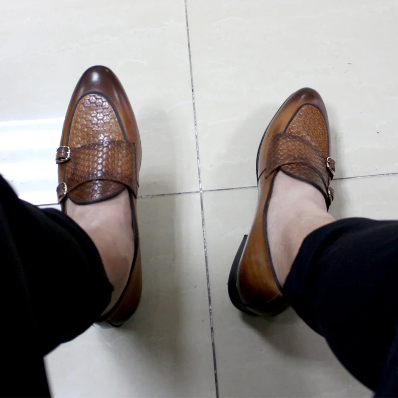 Big Size 13 Summer Autumn Mens Loafers Genuine Leather Handmade Monk Buckle Casual Business Mocassin Wedding Dress Shoes for Men