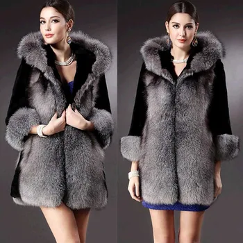 

Luxury high quanlity coat Women Fashion Plus Size Solid Long Sleeve Fur Neck Pockets Coat Jacket @9