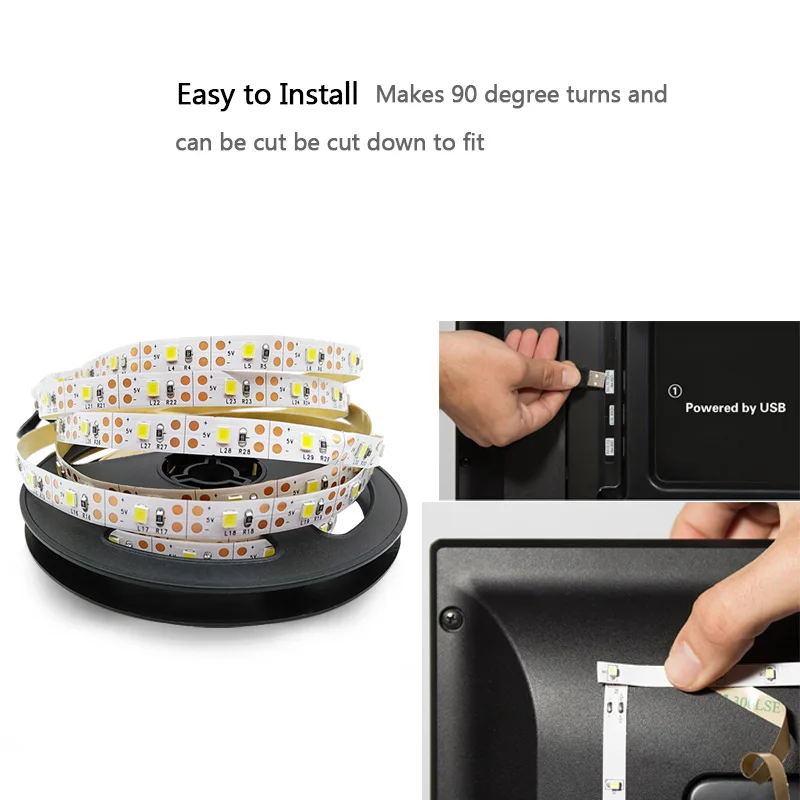 USB Светодиодная лента лампа 2835SMD DC5V гибкий светодиодный светильник лента 1 м 2 м 3 м 4 м 5 М HD ТВ Настольный экран подсветка косой светильник ing