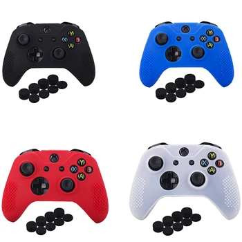 

Studded Silicone Cover Skin Case for Microsoft One X & One S Controller x 1 with Pro Thumb Grips 8 Pieces
