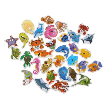 

Kids Wooden Magnetic Fishing Game Set 32Pcs Fish Toys Early Educational Learning 634F
