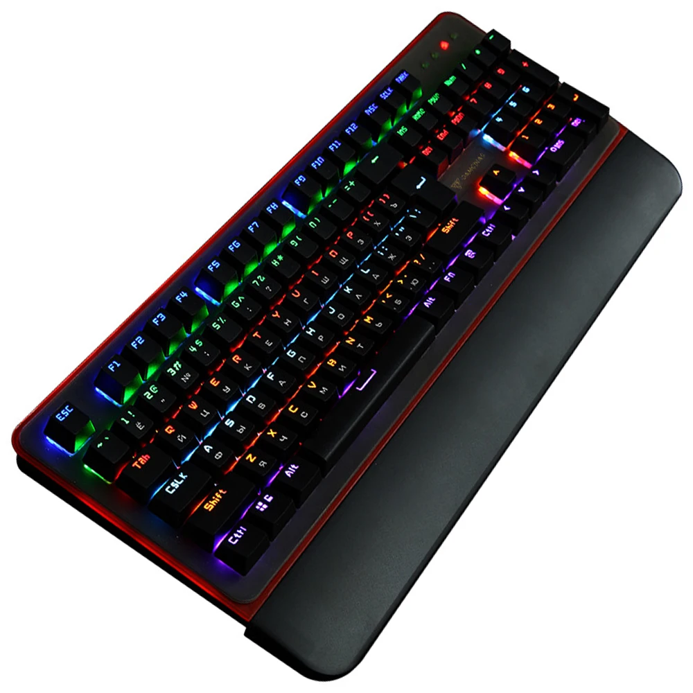 Русская механическая клавиатура синие переключатели RGB подсветка USB Проводная