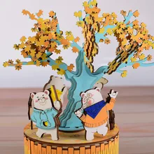 3D деревянная игрушка-головоломка-DIY Модель Ремесло комплект домашнего украшения Рождество музыкальная шкатулка