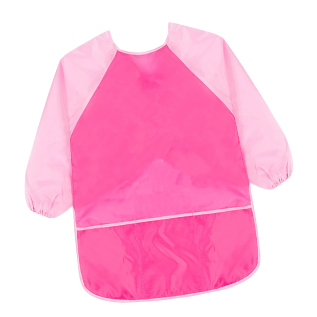 Pink Sleeve M Детский фартук с длинным рукавом для рисования водонепроницаемый халат - Цвет: Pink Sleeve M