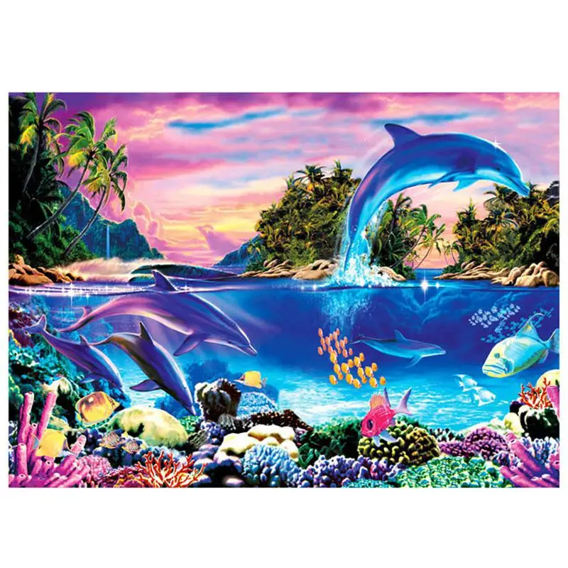 Dolphin Bay Kuulee 1000 шт. Развивающие головоломки игрушки декорации космические звезды головоломка игрушка подарок на Рождество, Хэллоуин интересные игрушки - Цвет: Dolphin Bay