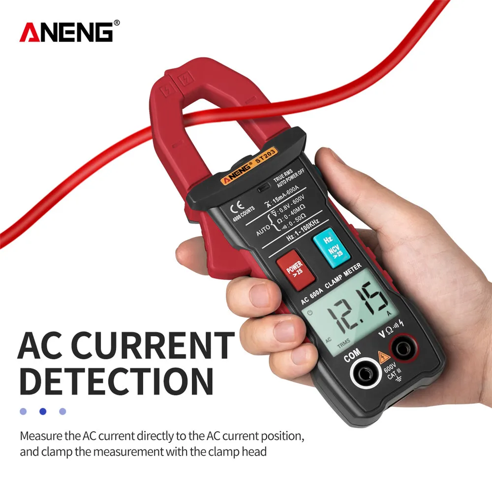 Цифровой мультиметр зажим ANENG ST203 4000 отсчетов True RMS мини ампер