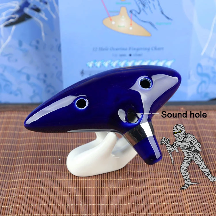 Окарины классический синий 12 hole Alto C музыкальный инструмент на угле печи Керамика