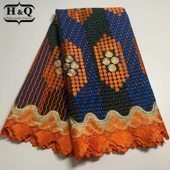 

H&Q fashion african batik lace wax fabric 100% cotton fabrics embroidery nigerian guipure laces water soluble fabric 6 yards/pcs