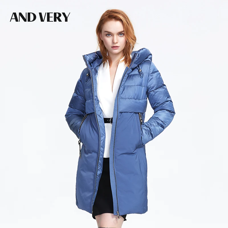 ANDVERY Winter new arrival women down jacket high quality hooded thick cotton long warm windproof with zipper 9851