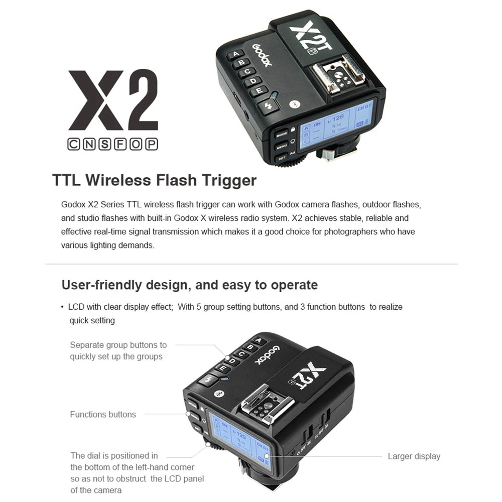 Беспроводная вспышка Godox X2T P TTL flash Trigger Speedlite 2 4G беспроводная передача Bluetooth