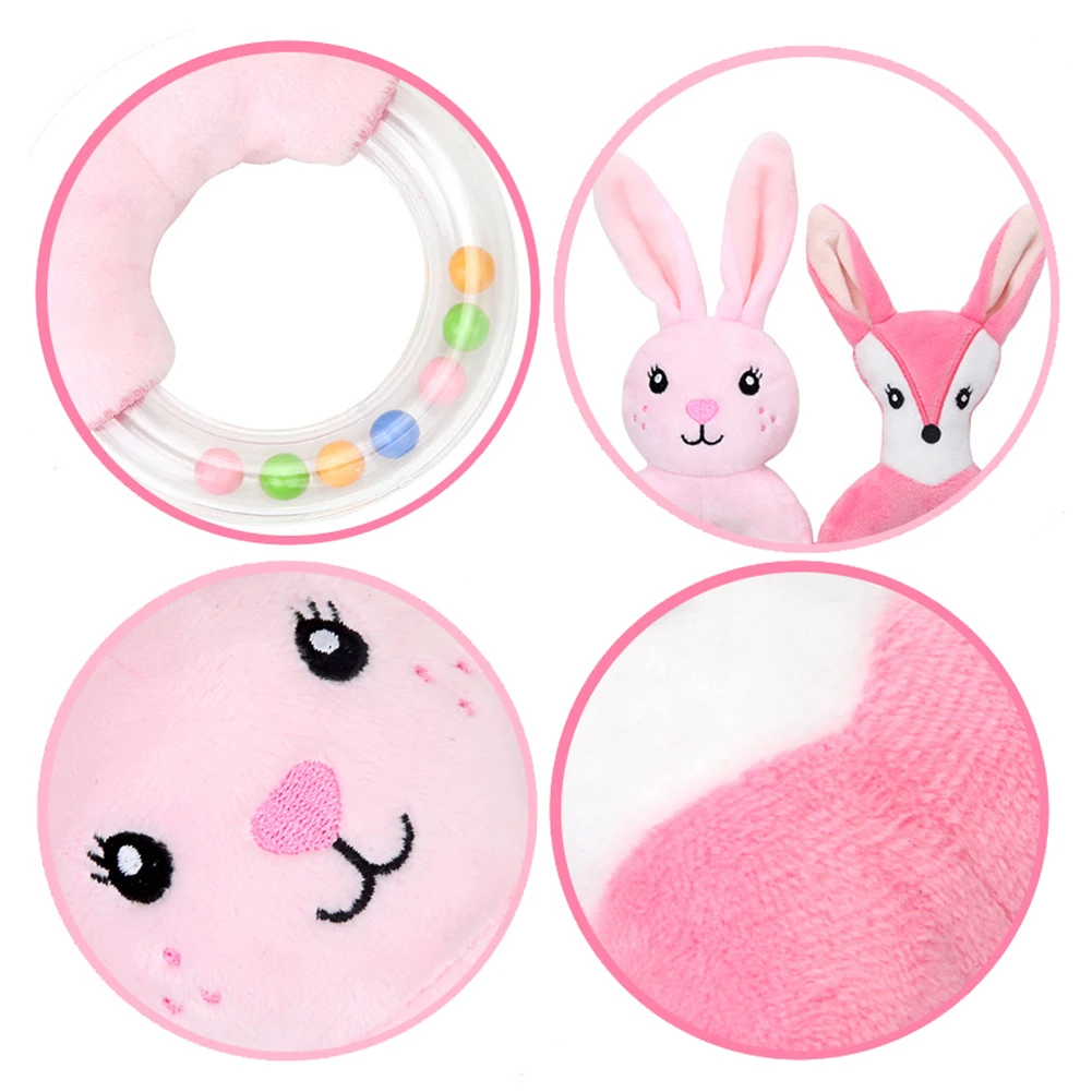 Baby Rattle Toy Soft Cartoon Fox Rabbit Sheep Plush Handbell Infant Baby Sound Rattle Toy Gift 2