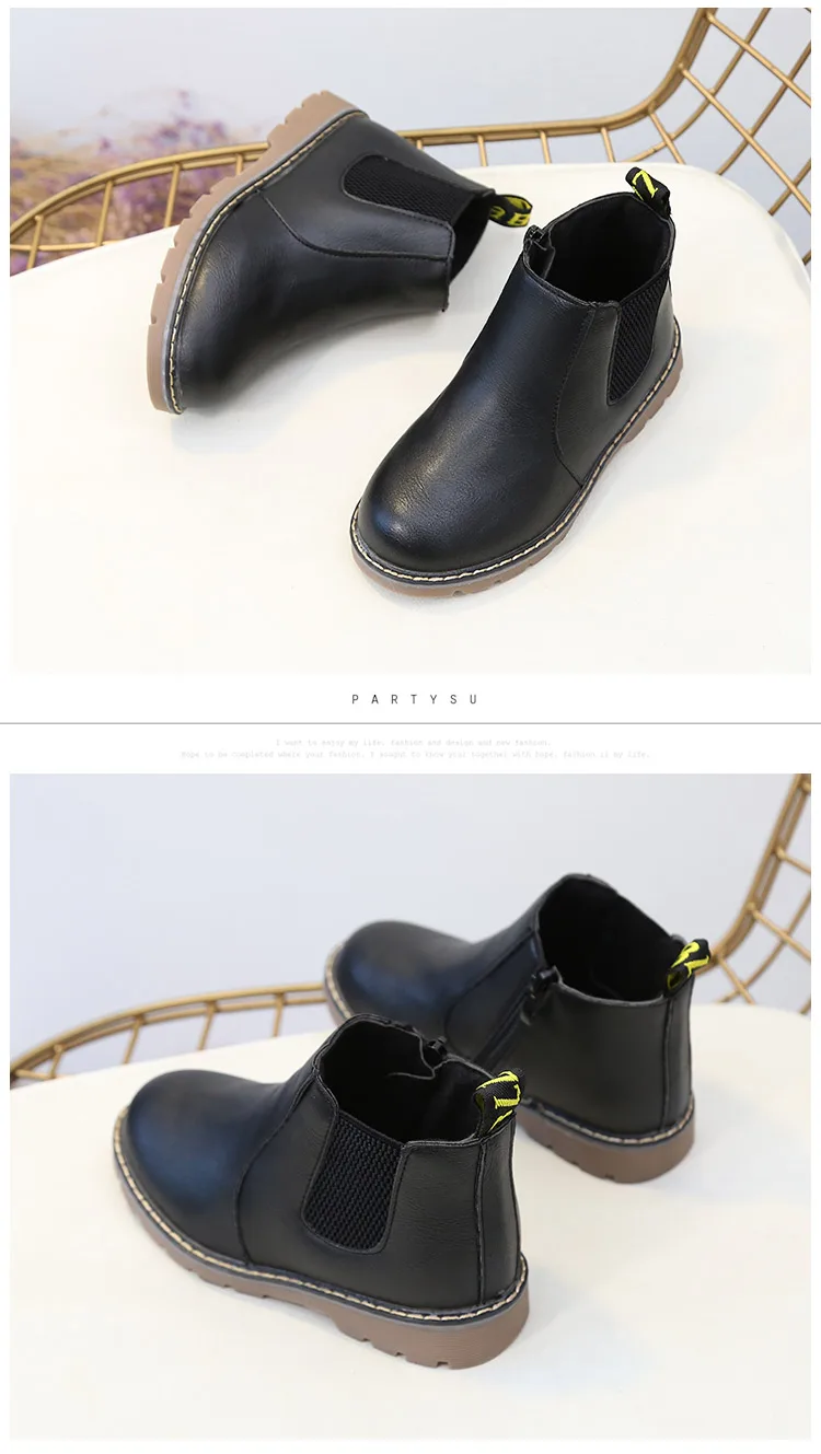 SKOEX Childrens Boots Fur Lined Boys Girls Waterproof Side Zipper Short Ankle Snow Boots Winter Shoes Kids Baby Martin Booties