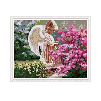 

Angel and Maple Leaf Chinese Cross Stitch Kits Printed Patterns 14ct 11ct DIY Needlework Cross Stitch Sets for Embroidery Thread
