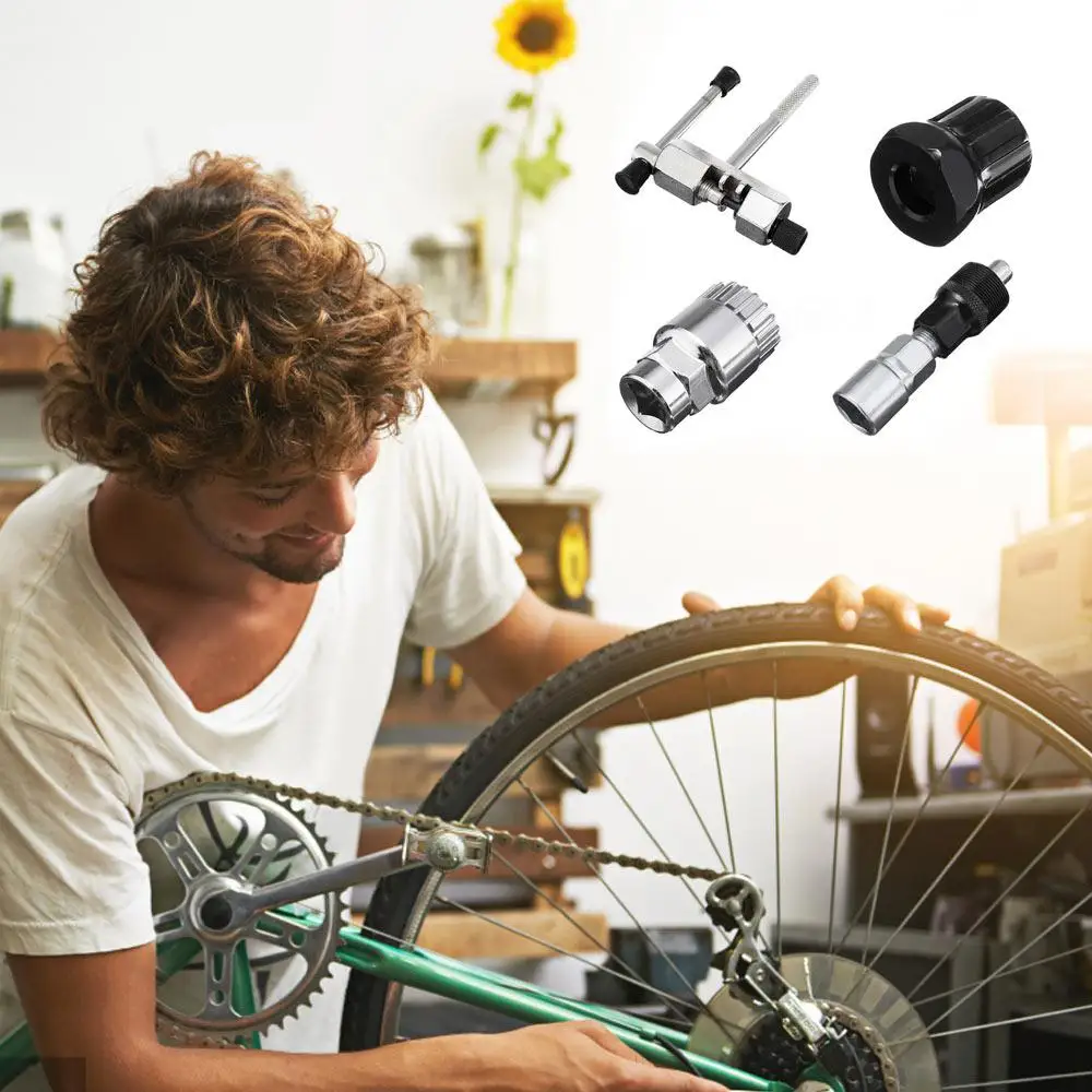 buy 4 in 1 Universal bicycle repair kit Center Removal + Flywheel Removal Chain Removal + Crank Removal Cycling Tool Kits